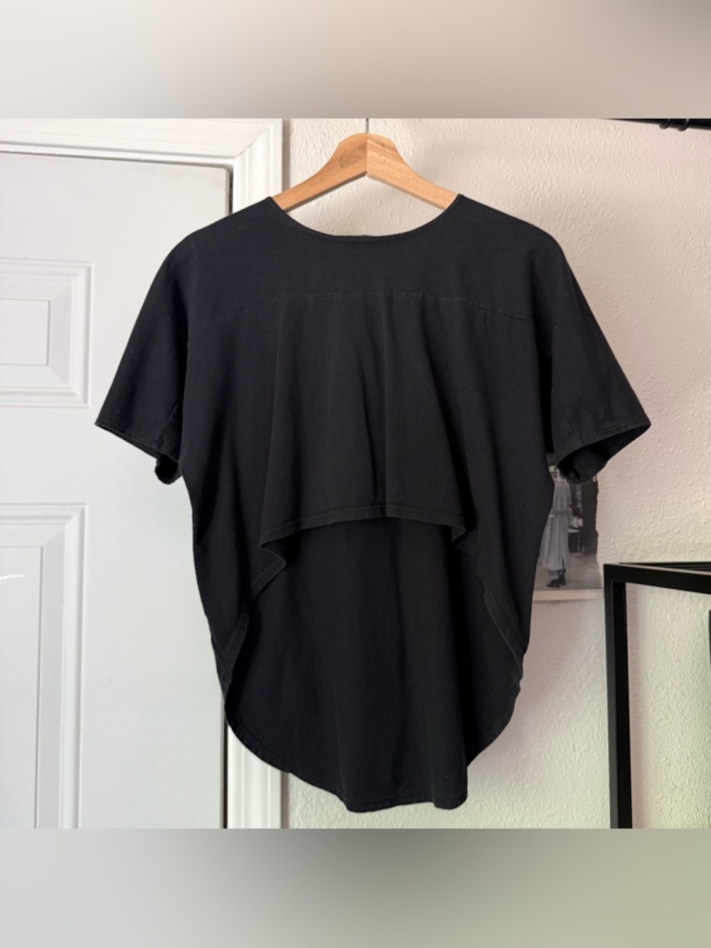 OAK nyc black cotton crew neck high lo rounded hem‎ short sleeve tee t-shirt